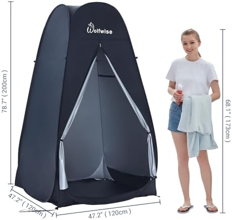 WolfWise 6.6FT Portable Pop Up Shower Privacy Tent Spacious Dressing Changing Room for Toilet Camping Biking Beach