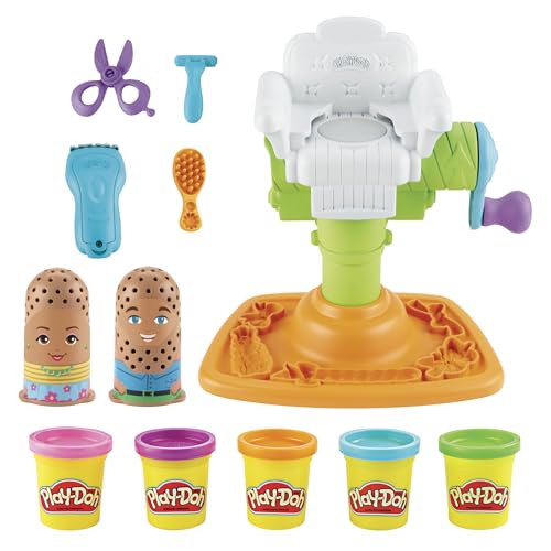 Play-Doh Buzz 'n Cut Fuzzy Pumper Barber Shop Set, Electric Buzzer, 5 Colors of 2-Ounce Cans, Preschool Toys, Christmas Gifts Girls & Boys, Ages 3+ (Amazon Exclusive)