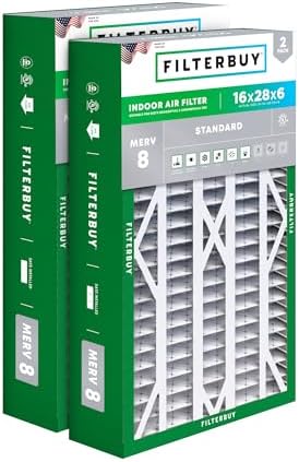 Filterbuy 16x28x6 Air Filter MERV 8 Dust Defense (2-Pack), Pleated HVAC AC Furnace Air Filters Replacement for Aprilaire Space-Gard 401/2400 & Lennox (Actual Size: 15.50 x 26.88 x 6.00 Inches)