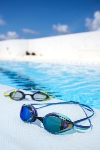 ARENA Unisex Python Racing Swim Goggles for Men and Women Anti-Fog No Leak Max Comfort Dual Strap, Mirror/Non-Mirror Lens