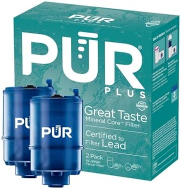 PUR PLUS Faucet Mount Replacement Filter 2-Pack, Genuine PUR Filter, 3-in-1 Powerful, Natural Mineral Filtration, Lead Removal, 6-Month Value, Blue (RF99992)