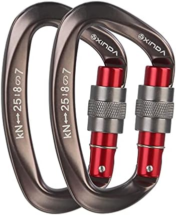 Screwgate Locking Carabiner Clip - Professional Rock Climbing Carabiner Screw Lock,Heavy Duty Carabiners for Climbing,Mountaineer,Hammock,Camping,Outdoor Equipment