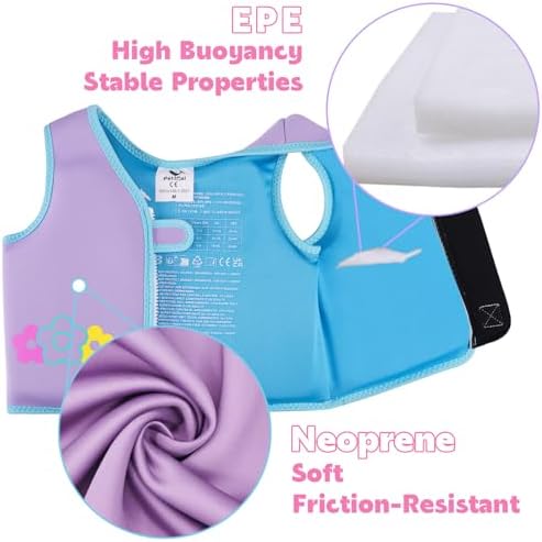 Pottwal Swim Vest for Kids - Swim Jacket for 1-2 Years (24-33LBS) - Buoyancy Aid Made of Neoprene & EPE - with Adjustable Crotch Strap