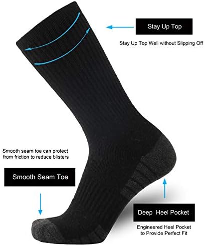 ONKE Cotton Full Cushion Crew Socks for Men Women Athletic Thick Warm Heavy Duty Steel Toe Work Boot Moisture Wicking Control