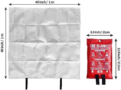 Fire Blanket for Kitchen and Home,40" x 40", Fiberglass Emergency Fire Blanket,4 Pack