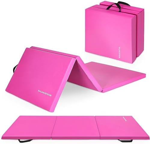 BalanceFrom Folding Gymnastics Mat Home Gym Floor Tumbling Equipment, Multicolor