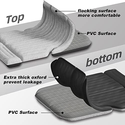 Umbrauto SUV Camping Air Mattress| Flocked Car Sleeping Bed with Reinforced Bottom| Back Trunk Inflatable Airbed for Vans| Includes Electric Pump, Pillows, Repair Patch & Carry Bag