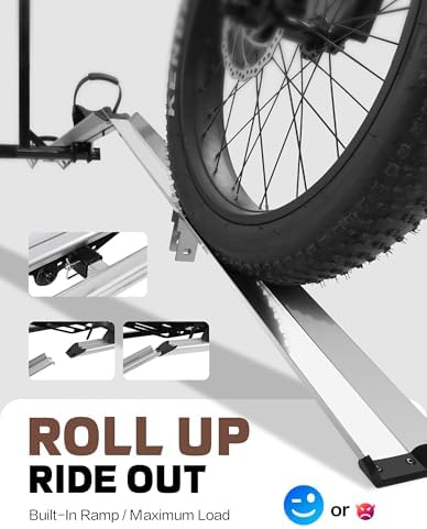 Young Hitch Mount Bike Rack with Ramp, 200 lbs. Capacity for 2 E-Bikes, Fat Tire and Standard, fits Cars, SUVs, RVs, Trailers with 2 Inch Receiver