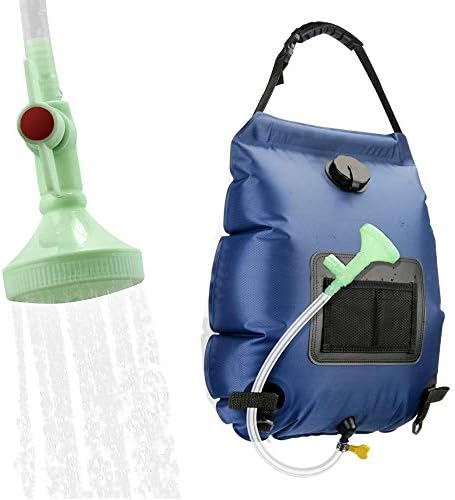 Solar Shower Bag | 5 Gal/20L Solar Heating Camping Shower Bag | Removable Hose | On-Off Switchable Shower Head | Ducha Portatil | Traveling Shower | Portable Shower for Beach Swimming, Hiking