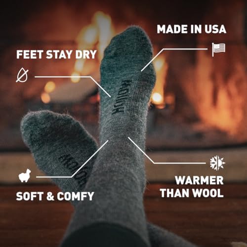 HOLLOW Alpaca Boot Socks for Men and Women, Moisture Wicking Alpaca Socks for Hiking, Running, Temperature Regulating