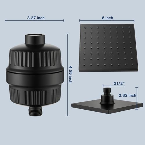 Cobbe High Pressure Filtered Shower Head Combo, Rain Shower Head with 20 Stage Shower Head Filter for Hard Water - Adjustable Replacement Remove Chlorine and Harmful Substances, Matte Black