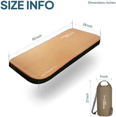 LOSTHORIZON Air & Foam Camping Mattress, Self-Inflating Sleeping Pad, 4.5" Thick, with Air Pump, Single