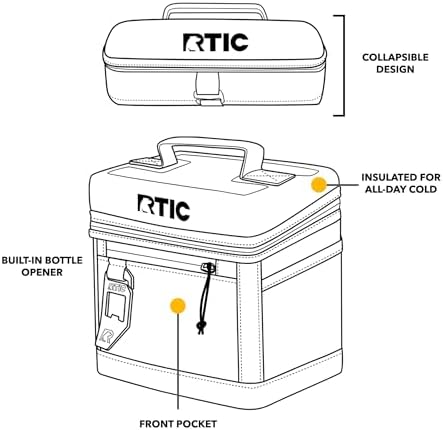 RTIC 6 Can Everyday Cooler, Soft Sided Portable Insulated Cooling for Lunch, Beach, Drink, Beverage, Travel, Camping, Picnic, for Men and Women
