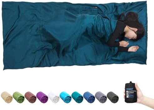 Browint Silk Sleeping Bag Liner, Silk Sleep Sack, Extra Wide 87"x43", Lightweight Travel Sheet for Hotels, More Colors for Option, Reinforced Gussets