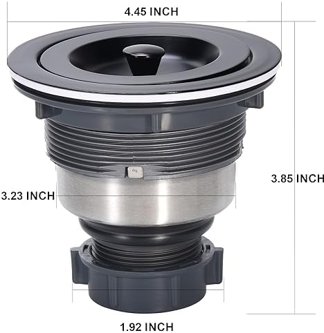 Kitchen Sink Drain 3-1/2 Inch Black Sink Drain Assembly Kit, Removable Deep Sink Strainer Basket with Sink Stopper/Sealing Lid for Home, Kitchen, Stainless Steel