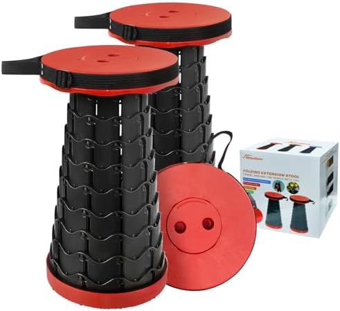 2PCS Upgraded Collapsible Stool Thickened Set, Portable Stool Folding Stools, Foldable Chair for Camping Fishing Hiking BBQ and Outdoor Activities - Max 400lbs(Red)