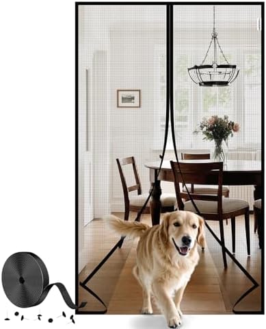 Magnetic Screen Door Mesh with Super Strong Magnets Fit Door Size 36" X 80", Mesh Size 38" X 81" Heavy Duty Door Net Screen for Sliding, French, Single and Patio Doors