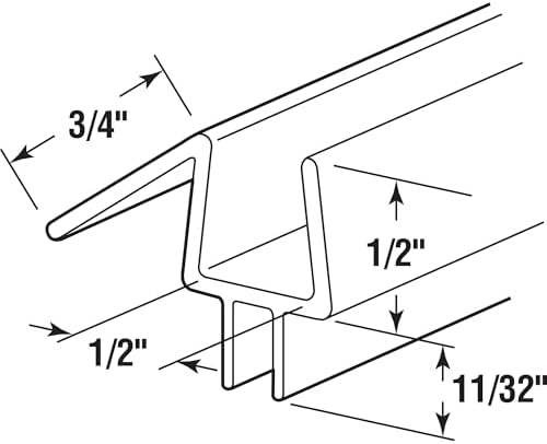 Prime-Line M 6259 Frameless Shower Door Bottom Seal for 1/2 in. Thick Glass Doors, Dual Flap and 45 Degree Drip Guard, 36 in., Clear Vinyl (Single Pack)