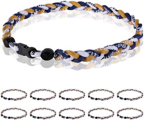 12 Pack Baseball Necklace 18inch, Team Gift for Baseball Funs, Three Braided Titanium Tornado Rope Design, with Muti - Color for Pick