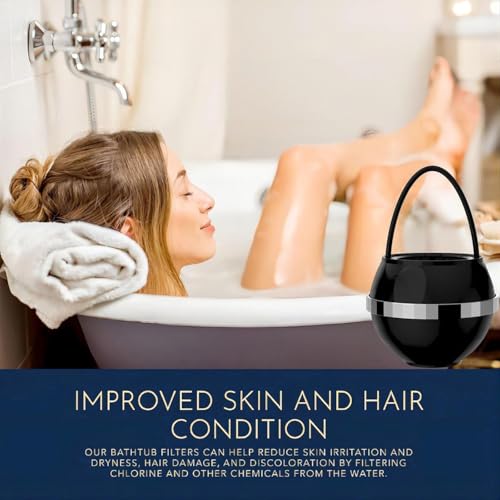 Bath Filter for Tub - Kinder Water Filter for Bathtub, Hard Water Softener to Remove Lead,Chlorine and Fluoride, Improve Skin, Hair and Nails Condition,Matte Black