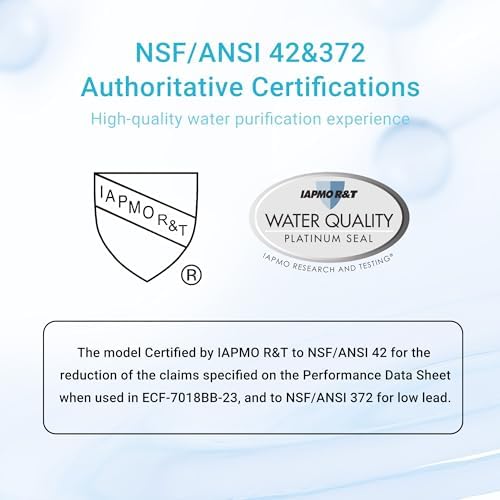 AQUA CREST Multiple-Stage Water Filters, Reduce TDS, Compatible with Water Pitcher and Dispenser, NSF/ANSI 42&372 Certified, Reduce Chlorine, 4 Pack
