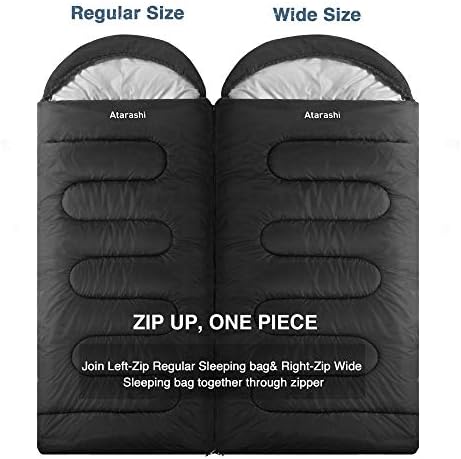 Atarashi Camping Sleeping Bag- 4 Seasons for Adults, Light, Warm, Extra-Large with Compression Sack- Great for Hiking, Backpacking & Outdoor Adventures