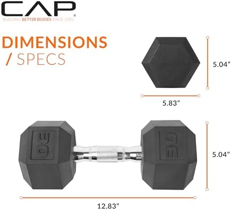 CAP Barbell Coated Hex Dumbbell Weight | Multiple Options