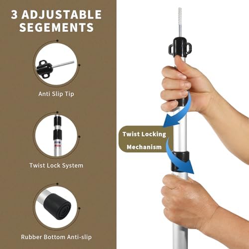 Tarp Poles, Telescoping Tent Poles, Ultra-Lightweight Portable Aluminum Sun Shade Poles That Extends Up to 7'6",Suitable for Camping, Tent, Awning, Beach Shelter(2 PCS)