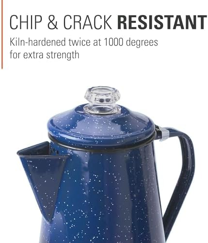 GSI Outdoors Percolator Coffee Pot | Enamelware Campfire Coffee Boiler Kettle for Outdoor Camping Cookware, Cabin, RV, Kitchen, Hunting & Backpacking