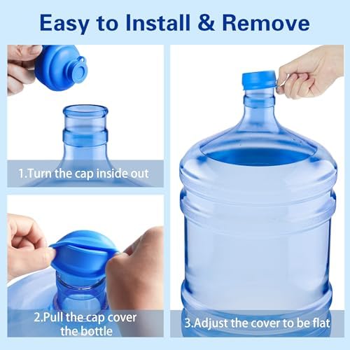 3 and 5 Gallon Water Jug Cap, Silicone Reusable Replacement Cap, Non Spill Bottle Caps for 55mm Bottle Water Dispenser Caps - Pack of 10