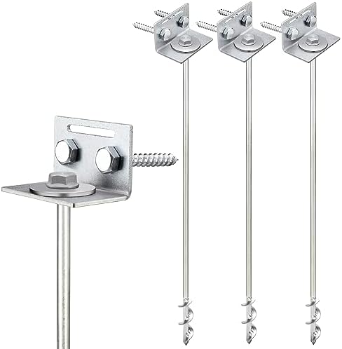 Ground Anchors Screw In - 24" Set of 4,6,8 with Brackets and Drill Bit - Earth Anchors - Mobile Home Anchors - Storage Shed Anchor Kit - Swing Set Anchors for Metal Swing Set - Playset Anchors - Ties