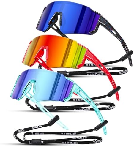 3PACK Kids Sunglasses Polarized Youth Baseball Sunglasses Boys Girls Softball Cycling UV400 Protection Goggles