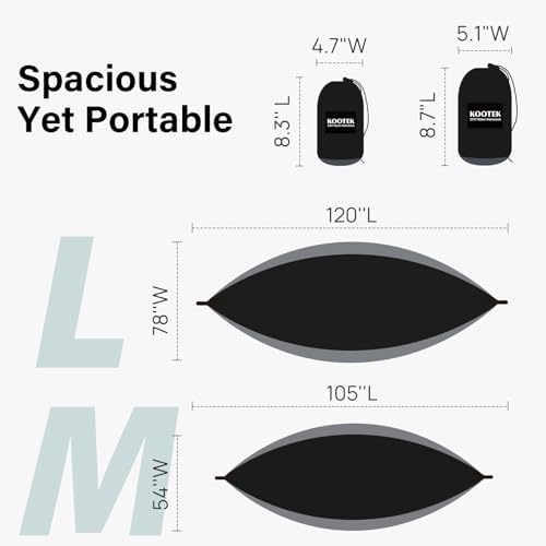 Kootek Camping Hammock 400 lbs Capacity, Portable Hammocks with Tree Straps & Attached Carry Bag, Camping Essentials Gear, Perfect for Outside Indoor Hiking Beach Backpack Travel