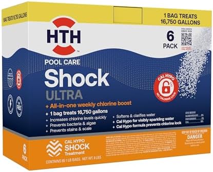 HTH 52040B Swimming Pool Care Shock Ultra, Swimming Pool Chemical, Cal Hypo Formula, 1lb (6 Pack)