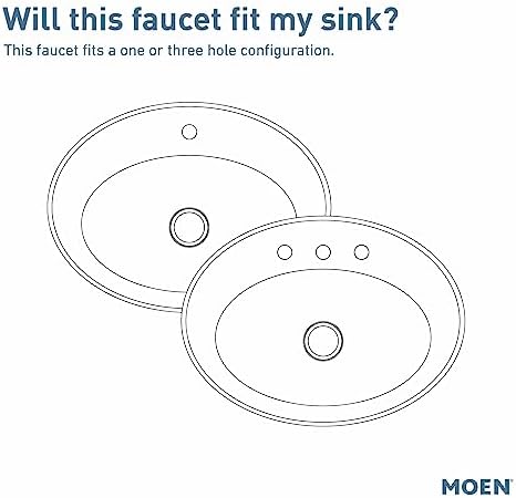 Moen Beric Chrome Modern One-Handle Single Hole Bathroom Faucet with Drain Assembly and Optional Deckplate for your Bath Sink, 84774