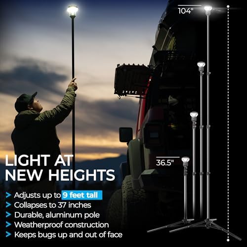 Devos Outdoor LightRanger 1200 - High-Performance LED Tripod Lantern with Adjustable Height, 1200 Lumens Brightness, and Long Battery Life.