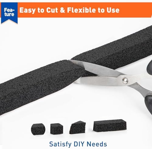 MAGZO Weather Stripping Door Seal 1 Inch W X 1 Inch T X 26 Ft Total Length, Strong Adhesion and High Resilience Air Conditioner Foam Insulation (6.5ft x 4 Rolls)