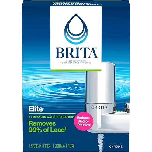 Brita Faucet Mount Water Filter for Sink, Removes 99% of Lead, Elite Filtration System, Includes 1 Replacement Filter, Chrome
