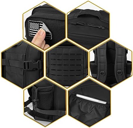 QT&QY 25L/35L/45L Military Tactical Backpack For Men Molle Daypack 3 Day Bug Out Bag Hiking Rucksack With Bottle Holder