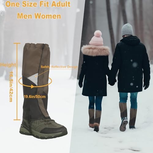 Adjustable Snake Gaiters for Men & Women, Thicken Snake Proof Boot Gators, Snake Bite Protection Guards Chaps, Waterproof Leg Gators for Hiking, Hunting, Snow, Snowshoeing, Rattlesnake