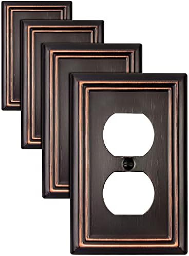 4-Pack Duplex Wall Plates, Aged Bronze Outlet Covers, Metal Electrical Outlet Cover Plates, 3.15''*4.88'', Midsize
