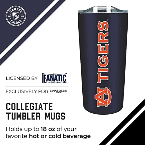 Campus Colors NCAA Stainless Steel Tumbler perfect for Gameday - 18 oz - Double Walled - Keeps Drinks Perfectly Insulated (Auburn Tigers - Navy)