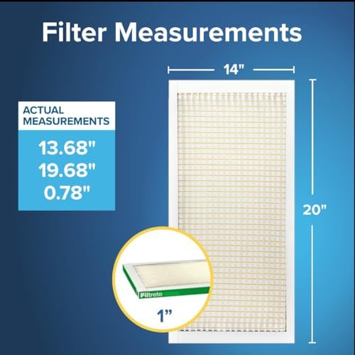 Filtrete 14x20x1 AC Furnace Air Filter, MERV 8, MPR 700, Tough on Pollen, Easy on Airflow, 3-Month Pleated 1-Inch Electrostatic Air Cleaning Filter, 4-Pack (Actual Size 13.688 x 19.688 x 0.78 in )