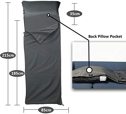 Frelaxy Sleeping Bag Liner, XL Travel Sheet & Camping Sheet for Backpacking, Hotel, Hostels & Traveling, Comfy & Easy Care, Full-Length Zipper/No Zipper