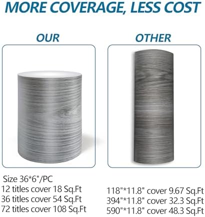 Grey Wood Peel and Stick Floor Tile, 36 Pack 54 Sq.Ft,(NO Sticky Residue Left) Vinyl Flooring Tiles Wood Plank, Self-Adhesive DIY Flooring for Bathroom,Bedroom, Living Room, (36" x 6") Nature Grey