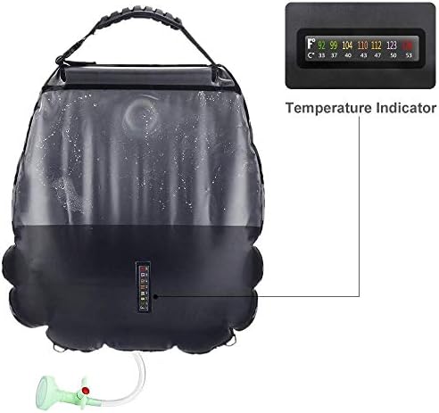Solar Shower Bag | 5 Gal/20L Solar Heating Camping Shower Bag | Removable Hose | On-Off Switchable Shower Head | Ducha Portatil | Traveling Shower | Portable Shower for Beach Swimming, Hiking