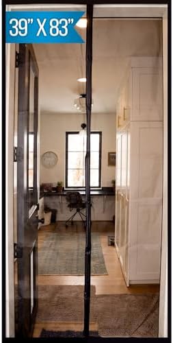 Fenestrelle Magnetic Screen Door for Standard, French & Sliding Door, Large Pet & Kids, Keep Bugs Out, Heavy Fiberglass Mesh, Self Closing Continuous Magnetic Seal (Fits Door Size 37"x80", White Trim)