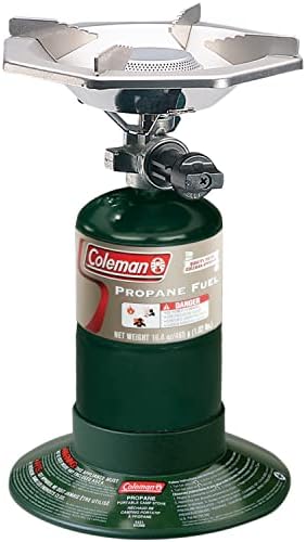 Coleman Bottletop Propane Camping Stove Portable 1-Burner Adjustable Stove with Wind Baffles Pressure Regulator and 10000 BTUs of Power; Ideal for Camping Hiking Backpacking & More