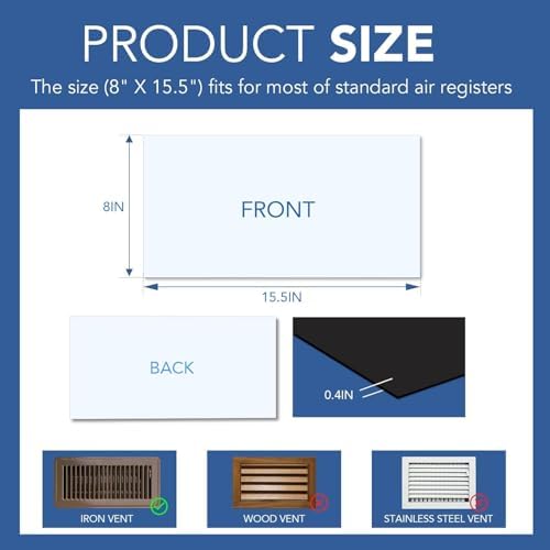 DIYMAG Strong Magnetic Vent Covers 8Pack, Vent Covers for Home Floor Standard Air Registers, 8 inch X 15.5 inch Air Vent Covers for Floor Wall and Ceiling Registers, Home and RV, HVAC