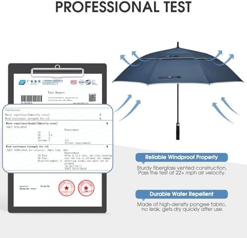 G4Free 47/54/62/68 Inch Automatic Open Golf Umbrella Oversize Extra Large Double Canopy Vented Windproof Waterproof Stick Umbrellas